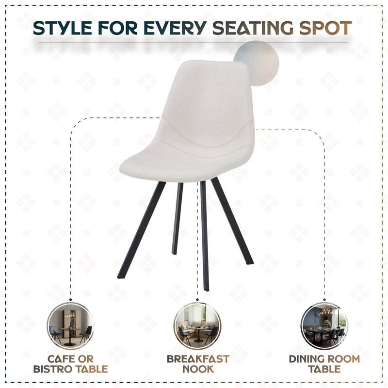 Markley Modern Ergonomic Leather Dining Chair with Black Steel Legs, Scratch-Resistant & Comfortable Kitchen Chair