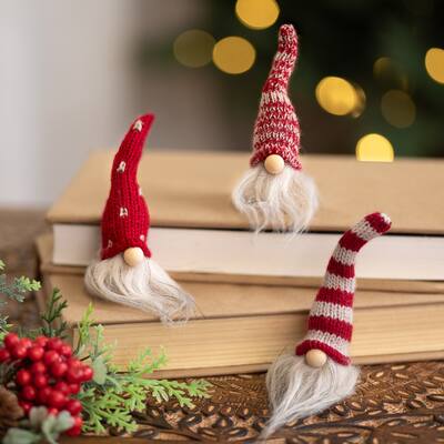 Mini Gnomes with Knitted Hat Christmas Decorations - 3.5" - Set of 3