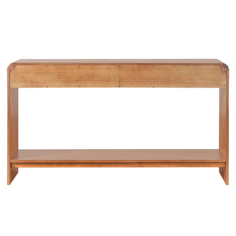 Christopher Knight Home - Alora Natural Acacia Console Table with 3 Drawers and Open Shelf for Living Room or Hallway Storage