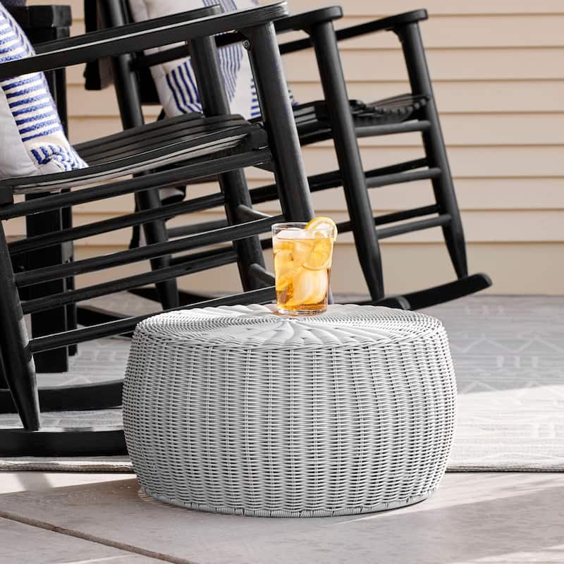 Household Essentials Handwoven Resin Storage Stool Ottoman
