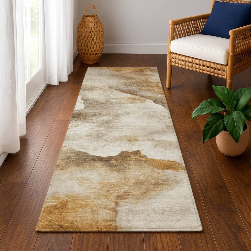 Premium Washable Super Soft Abstract Mayfield Rug - Beige - 2'3" x 7'6"