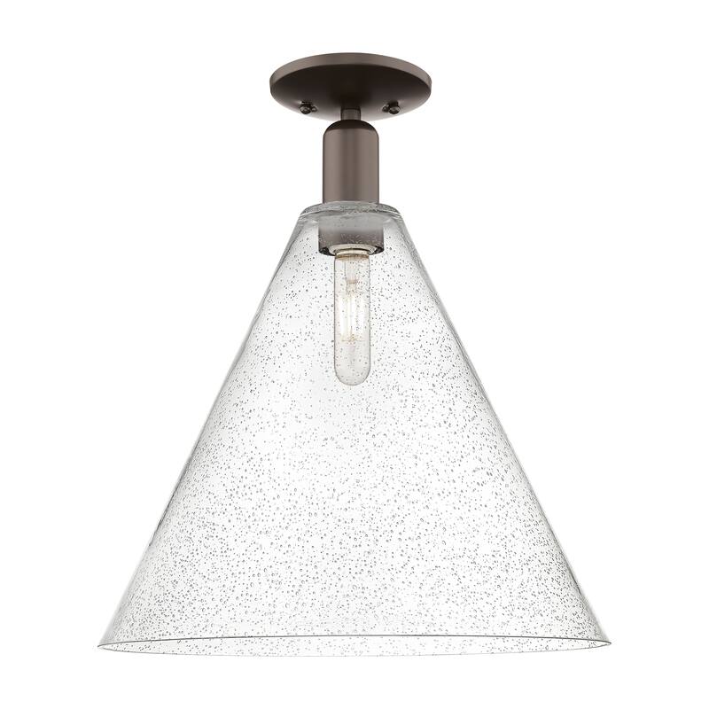 Innovations Lighting Endless Possibilities Arcadia - Berkshire Glass - 1 Light 16" Semi-Flush Mount - Oil Rubbed Bronze/Seedy