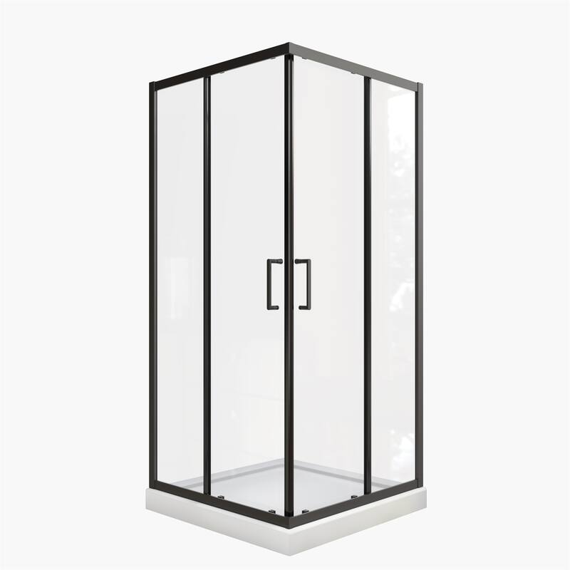 34.625"x72" Neo-Angle Pivot Shower Enclosure in Matte Black