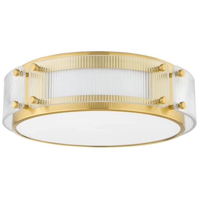 Hudson Valley Lighting 4714 Clifford 14" Wide LED Flush Mount Drum - Aged Brass