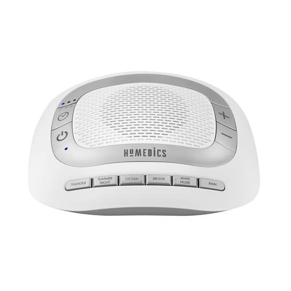 slide 2 of 8, Homedics SoundSpa® Rejuvenate Portable Sound Machine - 6 Nature Sounds | Auto‑Off Timer | Battery + DC Adapter - White - N/A