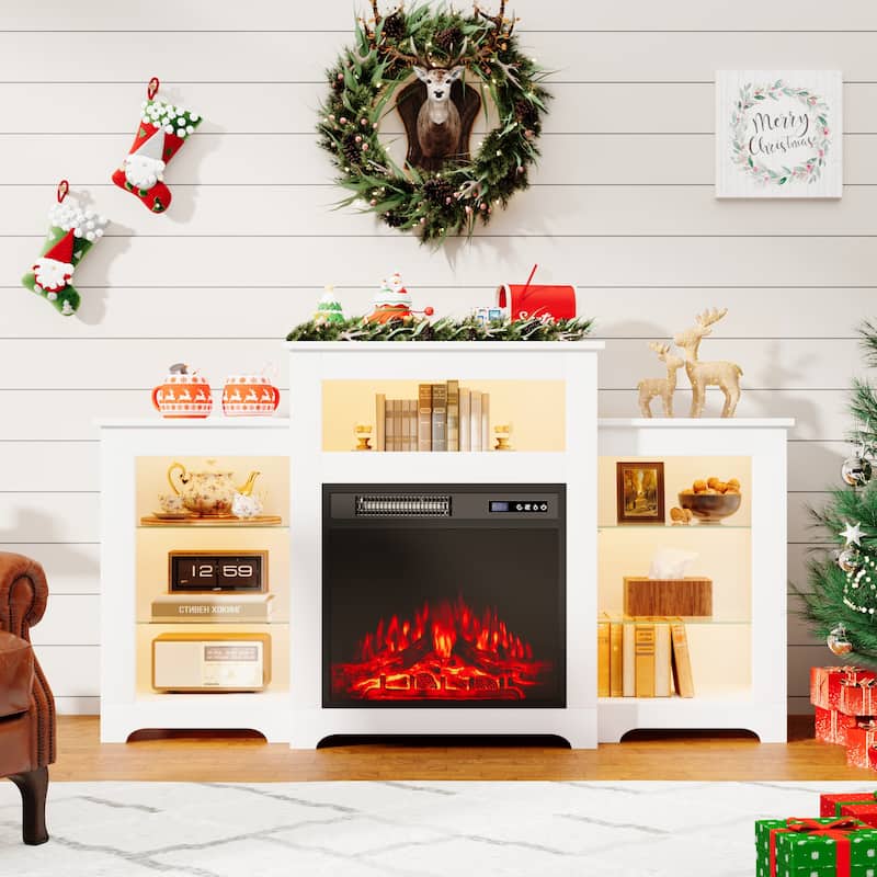 EROMMY Electric Fireplace Heater Mantel TV Cabinet, Media Entertainment Center, Energy Efficient Heater