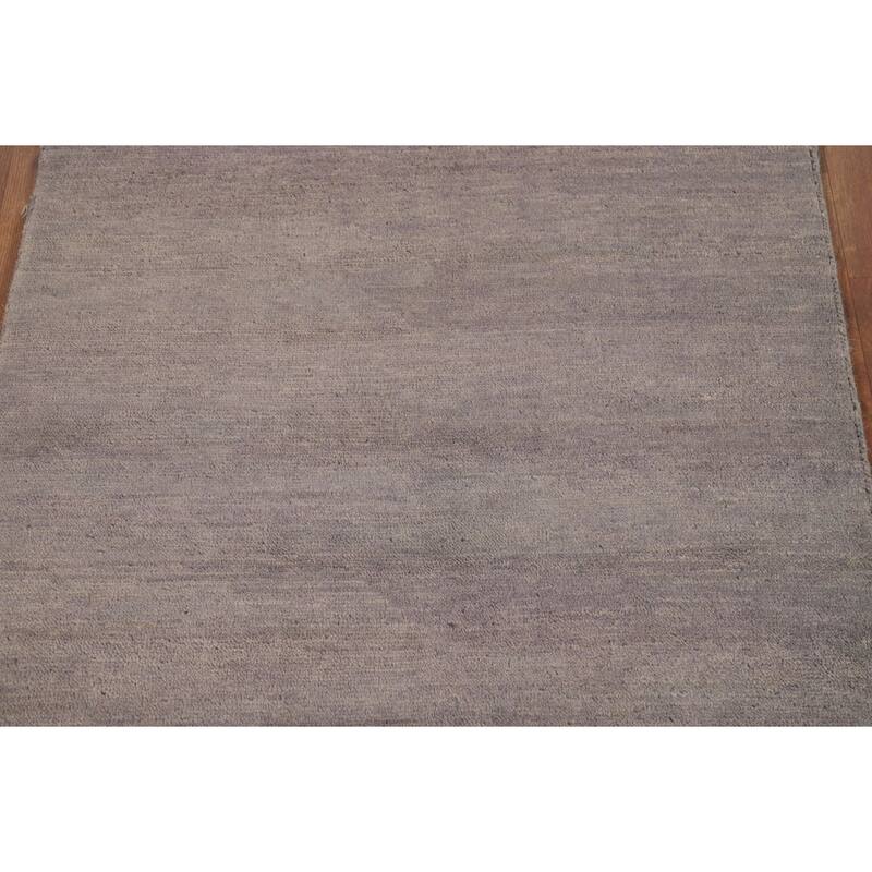 Gabbeh Modern Foyer Rug Handmade Grey Solid Wool Carpet - 2'10"x 3'11"