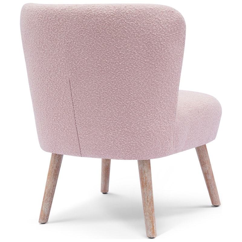 Boucle Polyester Upholstered Armless Accent Chair - Stain Resistant (Set of 2)
