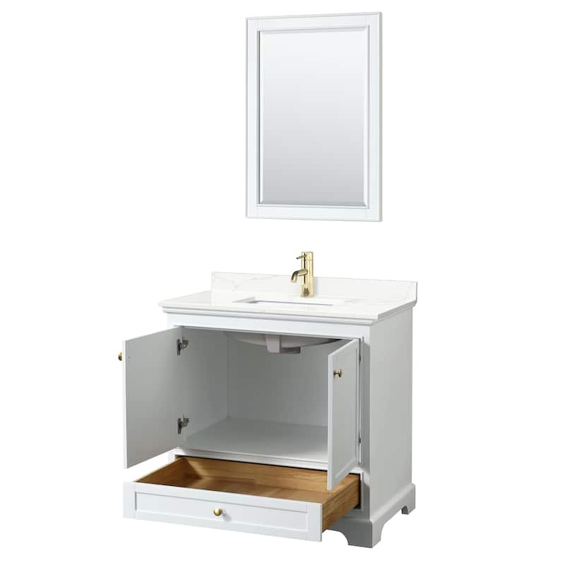 Deborah 36-inch Single Vanity, Quartz Top, 24-inch Mirror
