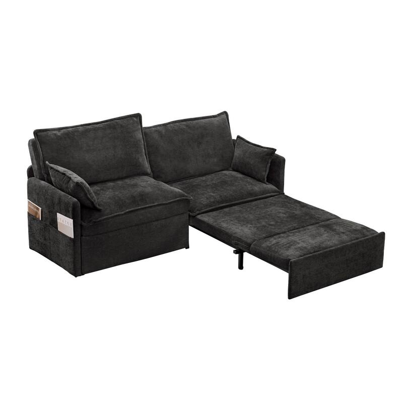 73.6" Corduroy Convertible 3-in-1 Sofa Bed with Charging Ports