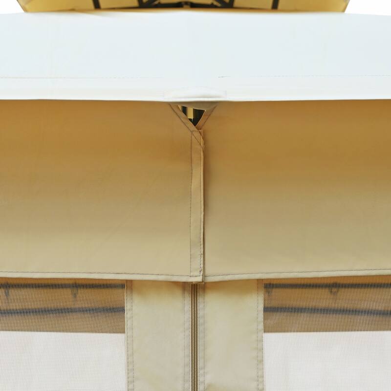 10x10 Outdoor Gazebo Tent with Double Roofs(Beige)