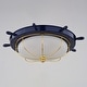 preview thumbnail 9 of 8, Orleans Coastal Ship Wheel Indoor Outdoor Ceiling Light White Glass - 15-in W x 5-in H x 15-in D