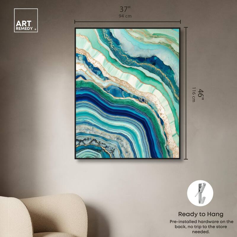 Blue Green Abstract Agate II Canvas by Art Remedy