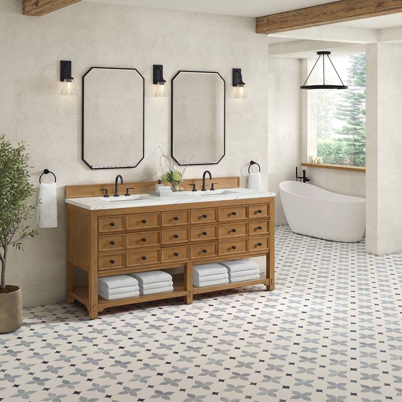 Malibu 72" Double Vanity Cabinet, Amber Birch
