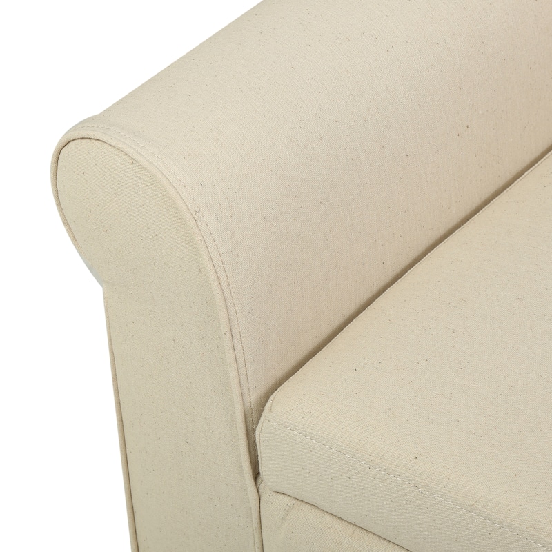 50" W Storage Bench, Fabric Upholstered End of Bed Bench, Storage Shoe Cabinet Bench with Rolled Arm, Modern Window Bench