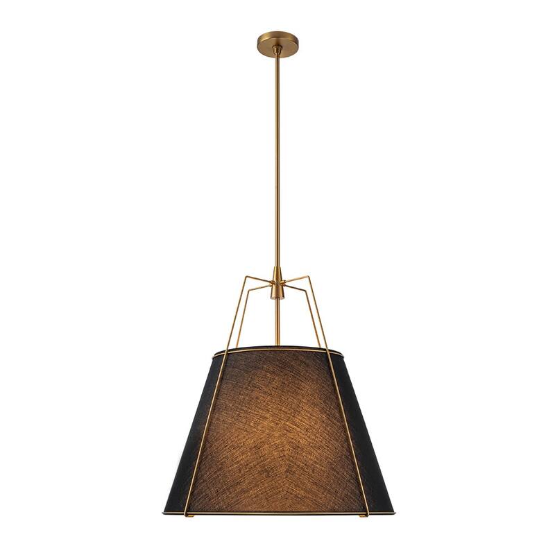Mid Century 4-Light Conical Fabric Shade Lantern Pendant Ambient Light