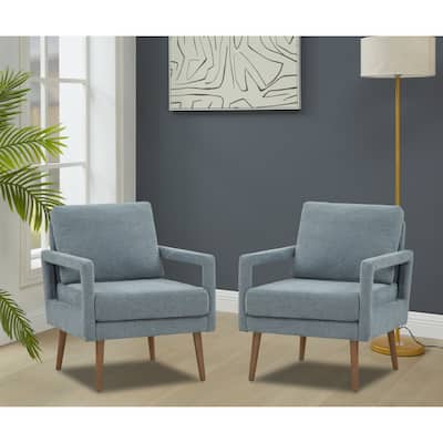 Armchair 2 Piece Set, Light Blue Accent Sofa Chair w/ Soft Cushion