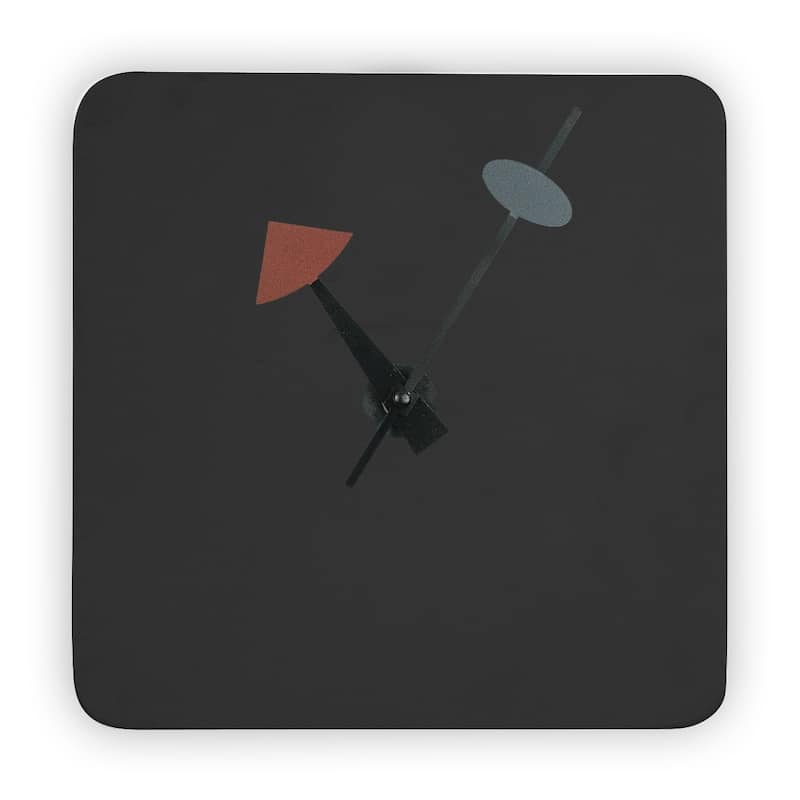 Manchester Minimalist Square Silent Modern Wall Clock in MDF with Silent Non-Ticking Design and Aluminum Hands for Home Office - Black
