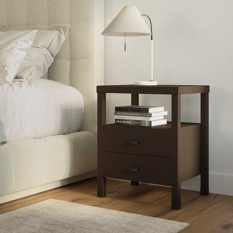 Painted Solid Acacia Wood Storage End Table by East at Main
