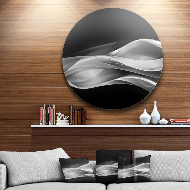Designart 'Glittering Silver Pattern' Abstract Digital Art Round Wall Art
