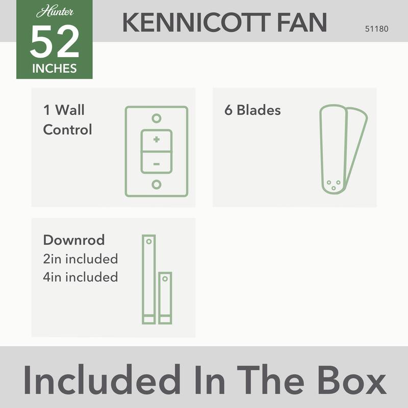 Hunter 52" Kennicott Outdoor Ceiling Fan, Wall Control - Contemporary, Industrial, Transitional - Windmill - Damp Rated!