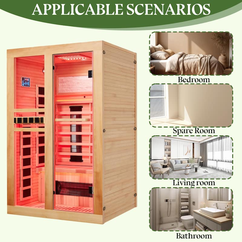 Hemlock Infrared Sauna with Red Light Therapy - Beauty Lamp & 15-Min Fast Warm-Up