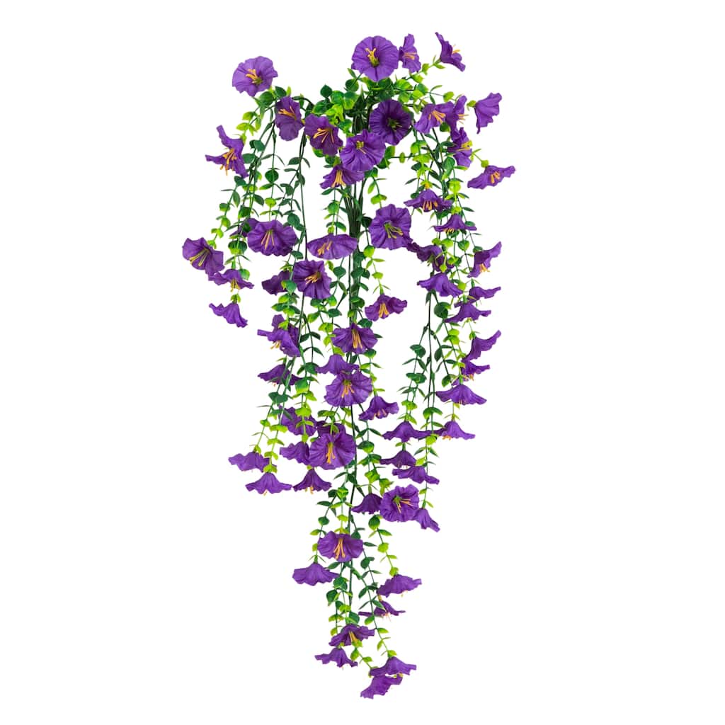 30-in UV Resistant Artificial Morning Glory Hanging Plant - Set of 6