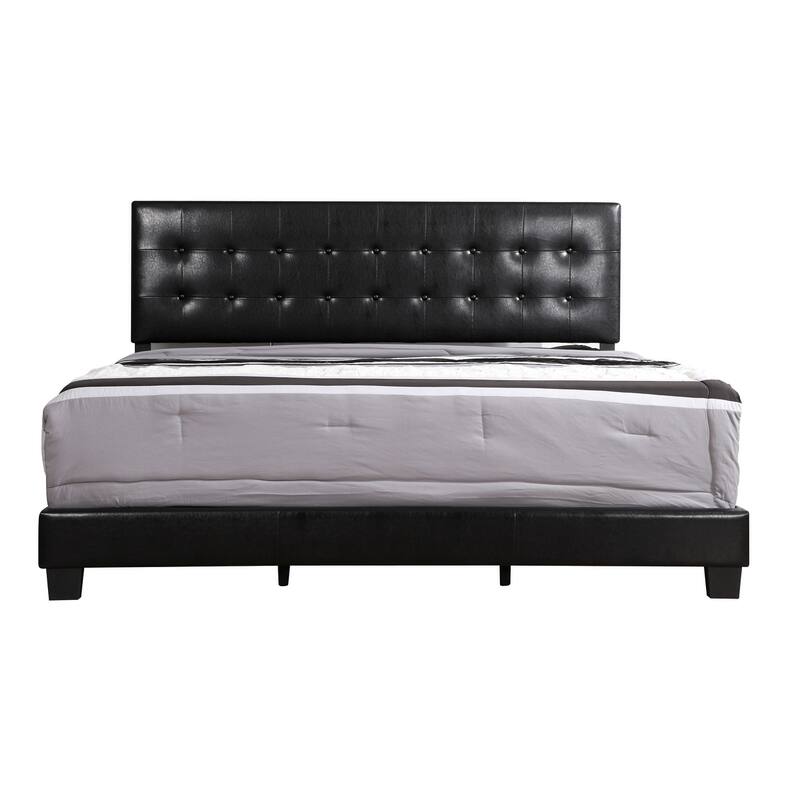 Button Tufted Full Panel Bed - 78" - Black