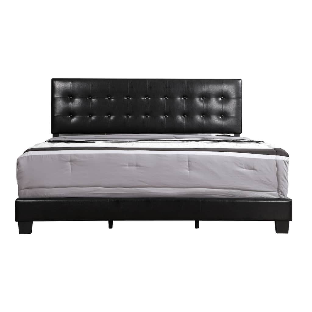 Button Tufted Full Panel Bed - 78" - Black