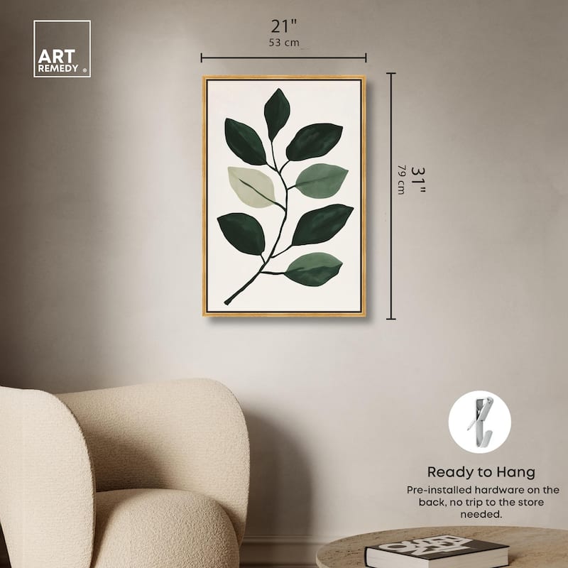Green and Grey Branch II Canvas by Art Remedy