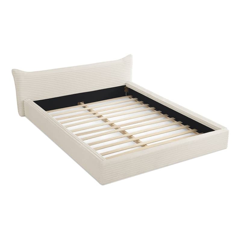 Velvet fabric Queen Size Upholstered Bed Grounded Platform Bed