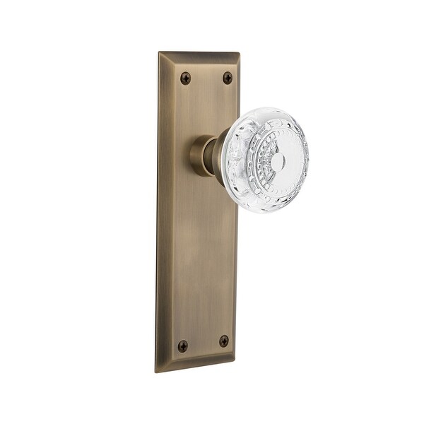 Nostalgic Warehouse NYKCME_PRV_238_NK Vintage Crystal Meadows Privacy Door Knob Set with New York Rose and 2-3/8" Backset