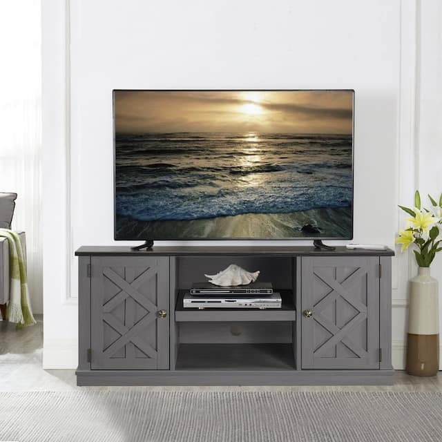 Farmhouse Two-tone 54-inch TV Stand - Grey