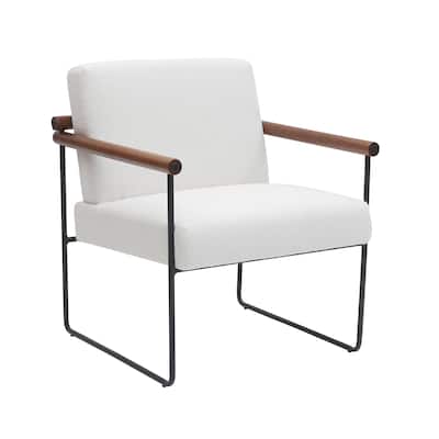 Modern Boucle Accent Armchair - Comfortable Upholstered Lounge Chair with Curved Armrests, Stylish Minimalist Chair
