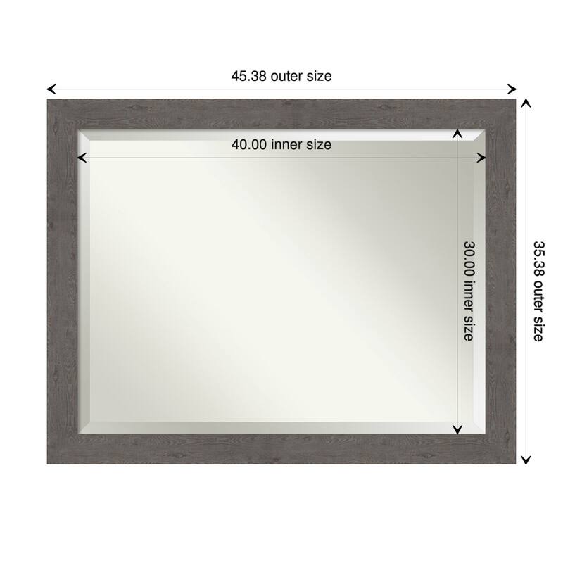 Beveled Wall Mirror - Rustic Plank Espresso Frame - 45.5 x 35.5-inch - Rustic Plank Grey