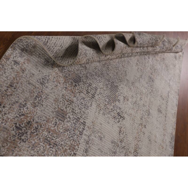 Beige Modern Area Rug Hand-Knotted Abstract Wool Carpet - 6'6"x 9'9"