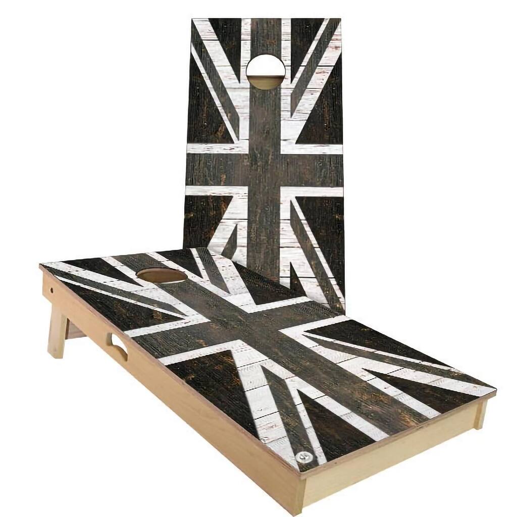 UK Flag Rustic Outdoor Cornhole Board Set