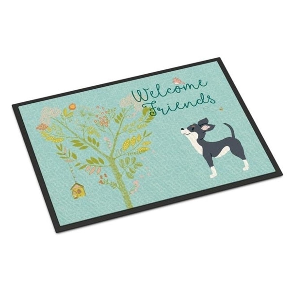 Carolines Treasures BB7627MAT Welcome Friends Black White Chihuahua Indoor or Outdoor Mat 18 x 27 in.