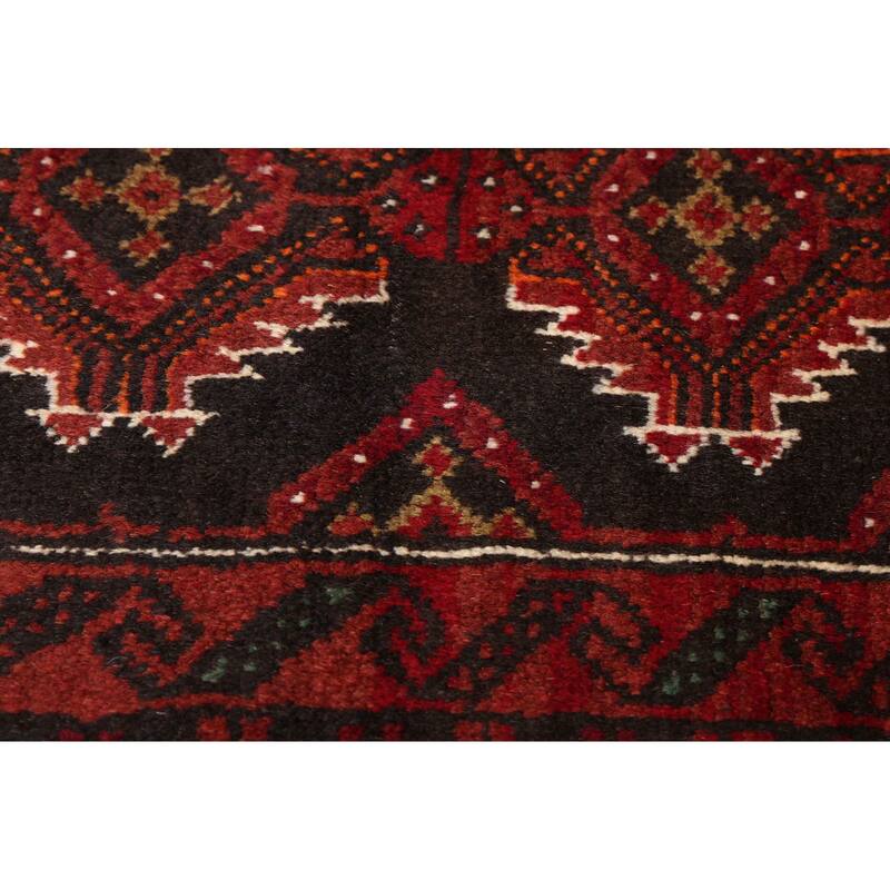 ECARPETGALLERY Hand-knotted Baluch Black, Dark Red Wool Rug - 2'11 x 5'9