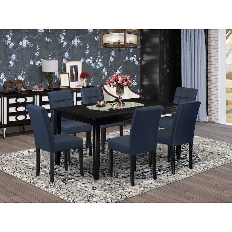 East West Furniture Dining Set Consists of a Rectangle Dining Table and Chairs, Black (Pieces Options) - DUAS7-BLK-09