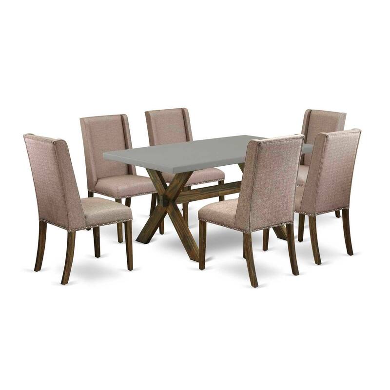 Small Dining Table Set with 6 Chairs - Modern Rectangular Table & Parson Chairs - Hardwood Dining Room Furniture - 60