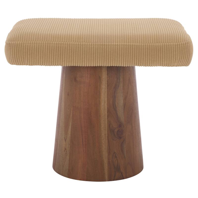 SAFAVIEH Couture Bennato Wood Base Ottoman