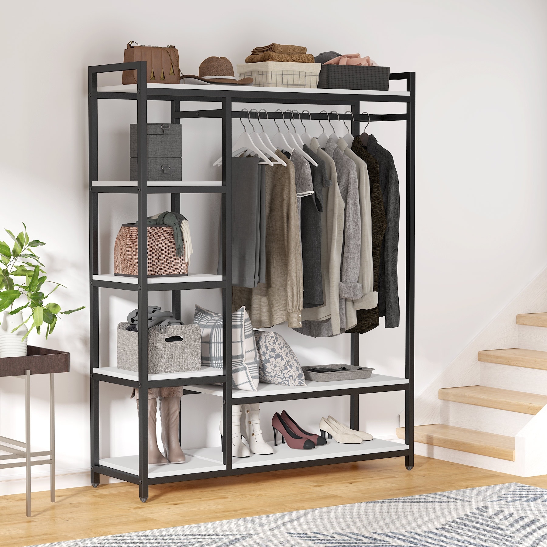 https://ak1.ostkcdn.com/images/products/is/images/direct/76b0915744711a4676bbe10ddb5adf1bb486cd8a/Free-standing-Closet-Organizer-Garment-Rack-with-6-Shelf-1-Hanging-Bar.jpg