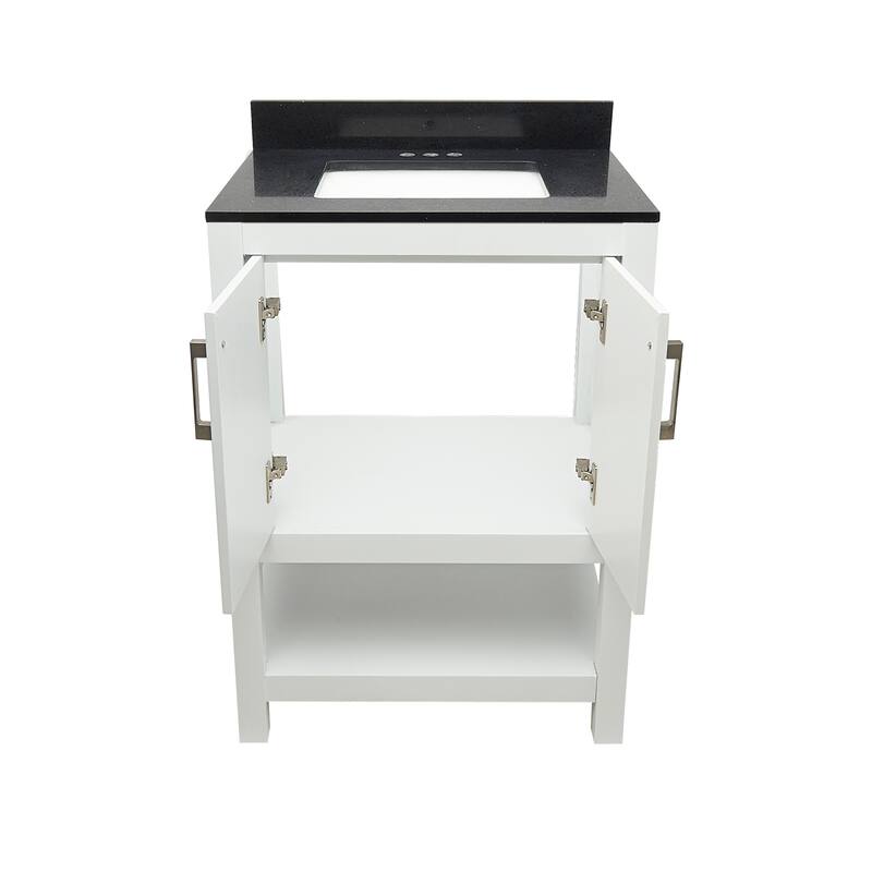 Taos 25" Bathroom Vanity with Cultured Marble Vanity Top Sink in White with White Basin