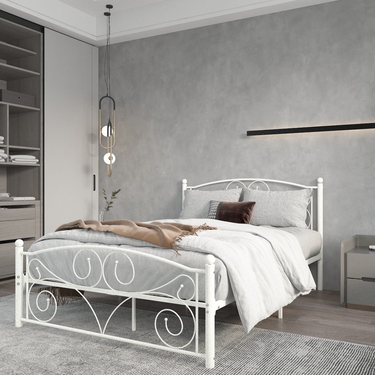 White Metal Full Bed Frame