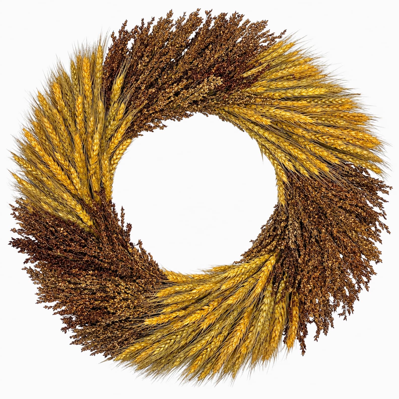 21" Real Dried Wheat & Sorghum Fall Wreath – Natural Autumn Harvest Door & Wall Décor