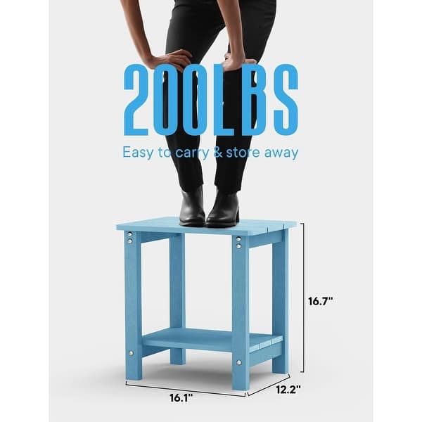 dimension image slide 2 of 7, WINSOON All Weather HIPS Outdoor Side Tables 2-Tier Adirondack Tables End Tables 18inch