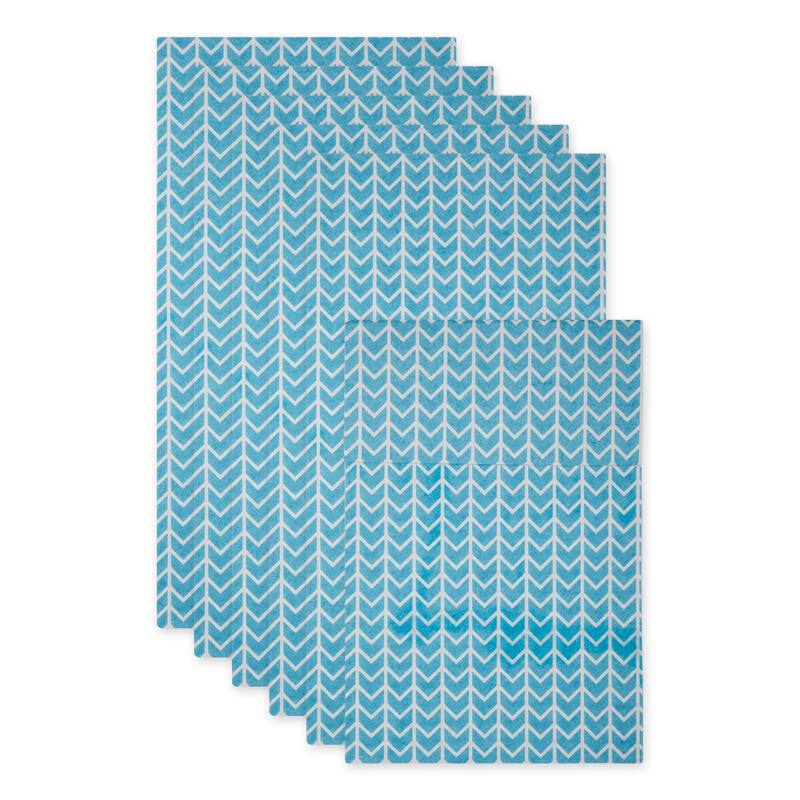 DII Nautical Blue Market Print Fridge Liner (Set of 6) - Bright Blue Herringbone