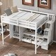 preview thumbnail 2 of 12, White Full Size Solid Wood Loft Bed with Wardrobe and Storage Table