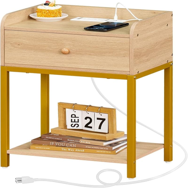 Nightstands Set of 2 with Charging Station and USB Ports